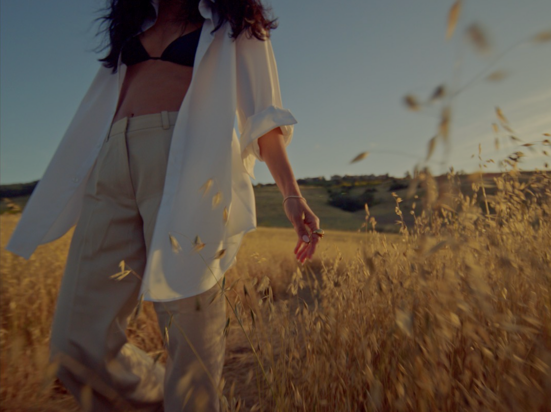 Load video: Golden Hour when the sun hangs low over the California canyons, we discover a moment for ourselves.  Floating in a meadow embraced in nature, finding ourselves suspended in a dream-state:  bathed in sunlight &amp; dipped in gold.